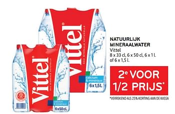 Promoties Natuurlijk mineraalwater vittel 2e voor 1-2 prijs - Vittel - Geldig van 16/11/2022 tot 29/11/2022 bij Alvo