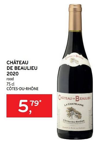 Promoties Château de beaulieu 2020 rood - Rode wijnen - Geldig van 16/11/2022 tot 29/11/2022 bij Alvo