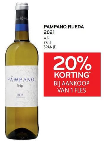 Promoties Pampano rueda 2021 wit 20% korting bij aankoop van 1 fles - Witte wijnen - Geldig van 16/11/2022 tot 29/11/2022 bij Alvo