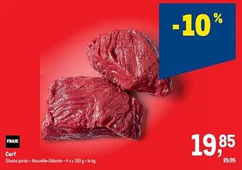 Promotions Cerf steaks parés - Produit maison - Makro - Valide de 16/11/2022 à 29/11/2022 chez Makro