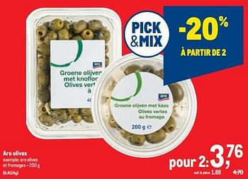 Promotions Aro olives et fromages - Aro - Valide de 16/11/2022 à 29/11/2022 chez Makro