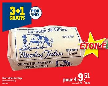 Promotions Beurre frais du village - La Motte de Villers - Valide de 16/11/2022 à 29/11/2022 chez Makro