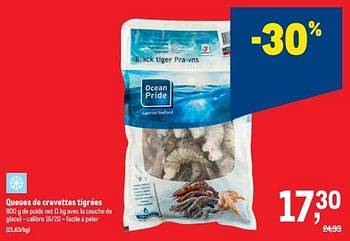 Promotions Queues de crevettes tigrées - Ocean Pride - Valide de 16/11/2022 à 29/11/2022 chez Makro