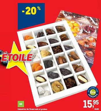 Promotions Calendrier de l`avent noix et graines - Produit maison - Makro - Valide de 16/11/2022 à 29/11/2022 chez Makro