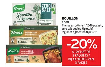 Promotions Bouillon knorr -20% à l’achat de 3 paquets - Knorr - Valide de 16/11/2022 à 29/11/2022 chez Alvo