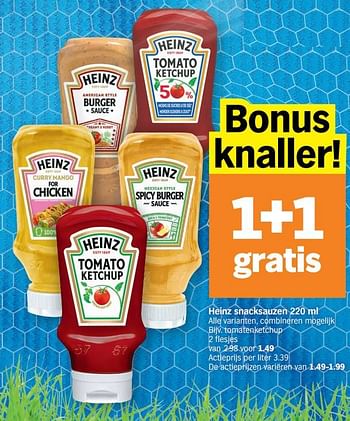 Promoties Heinz tomatenketchup - Heinz - Geldig van 14/11/2022 tot 20/11/2022 bij Albert Heijn