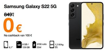 Promoties Samsung galaxy s22 5g - Samsung - Geldig van 14/11/2022 tot 28/11/2022 bij Orange