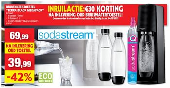 Promoties Bruiswatertoestel terra black megapack - Sodastream - Geldig van 16/11/2022 tot 20/11/2022 bij Hubo