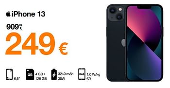 Promotions Apple iphone 13 - Apple - Valide de 14/11/2022 à 28/11/2022 chez Orange