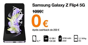 Promotions Samsung galaxy z flip4 5g - Samsung - Valide de 14/11/2022 à 28/11/2022 chez Orange