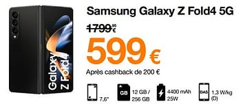 Promotions Samsung galaxy z fold4 5g - Samsung - Valide de 14/11/2022 à 28/11/2022 chez Orange