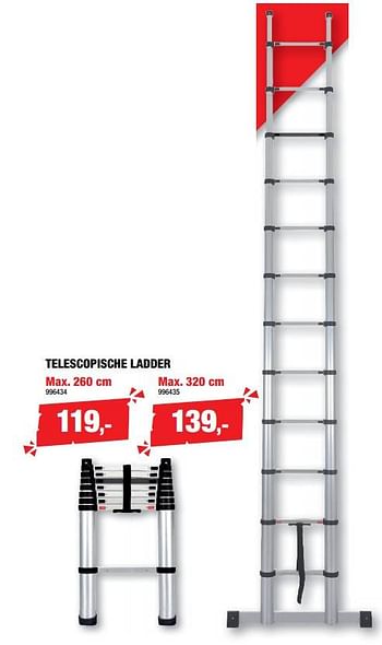 Promoties Telescopische ladder - Huismerk - Hubo  - Geldig van 16/11/2022 tot 20/11/2022 bij Hubo