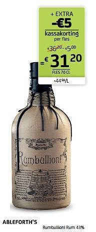 Promoties Ableforth’s rumbullion! rum - Ableforth’s - Geldig van 18/11/2022 tot 01/12/2022 bij BelBev