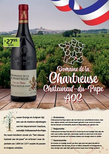 Promoties Domaine de la chartreuse châteuneuf-du-pape aoc - Rode wijnen - Geldig van 18/11/2022 tot 01/12/2022 bij BelBev