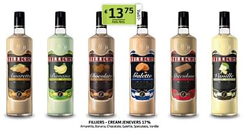 Promoties Filliers - cream jenevers 17% amaretto, banana, chocolate, galette, speculoos, vanille - Filliers - Geldig van 18/11/2022 tot 01/12/2022 bij BelBev