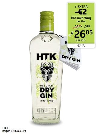Promoties Htk belgian dry gin - HTK  - Geldig van 18/11/2022 tot 01/12/2022 bij BelBev