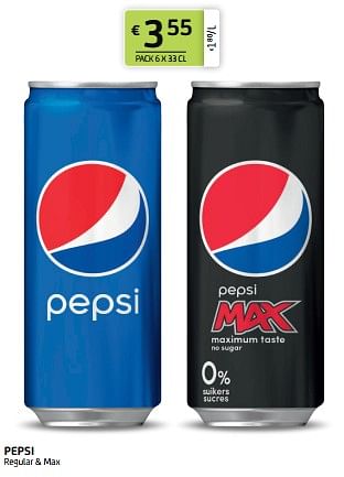 Promoties Pepsi regular + max - Pepsi - Geldig van 18/11/2022 tot 01/12/2022 bij BelBev