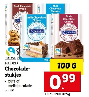 Promoties Chocoladestukjes - Belbake - Geldig van 21/11/2022 tot 26/11/2022 bij Lidl