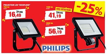 Promotions Projecteur led decoflood - Philips - Valide de 16/11/2022 à 20/11/2022 chez Hubo