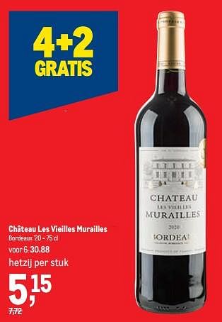 Promoties Château les vieilles murailles bordeaux - Rode wijnen - Geldig van 16/11/2022 tot 29/11/2022 bij Makro