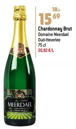 Promotions Chardonnay brut domaine meerdael oud-heverlee - Mousseux - Valide de 16/11/2022 à 03/01/2023 chez Louis Delhaize