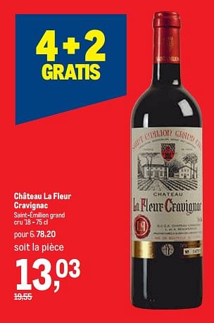 Promotions Château la fleur cravignac saint-émilion grand cru - Vins rouges - Valide de 16/11/2022 à 29/11/2022 chez Makro