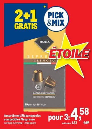 Promotions Rioba capsules compatibles nespresso cremoso - Rioba - Valide de 16/11/2022 à 29/11/2022 chez Makro