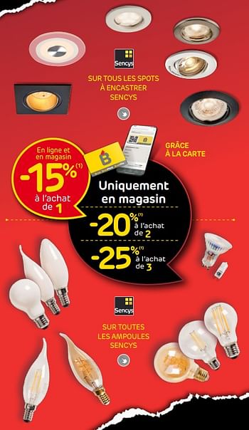 Promoties -15% à l’achat ampoules sencys - Sencys - Geldig van 16/11/2022 tot 28/11/2022 bij Brico