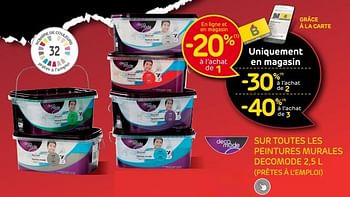 Promoties -20% à l’achat peintures murales decomode - DecoMode - Geldig van 16/11/2022 tot 28/11/2022 bij Brico