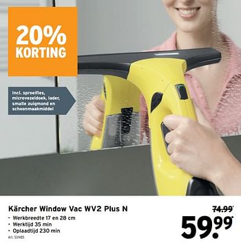 Promoties Kärcher window vac wv2 plus n - Kärcher - Geldig van 16/11/2022 tot 31/12/2022 bij Gamma