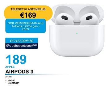 Promoties Apple airpods 3 - Apple - Geldig van 08/11/2022 tot 30/11/2022 bij Computer Checkpoint