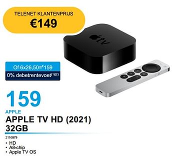 Promoties Apple apple tv hd 2021 32gb - Apple - Geldig van 08/11/2022 tot 30/11/2022 bij Computer Checkpoint