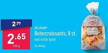 Promoties Botercroissants - Delipain - Geldig van 21/11/2022 tot 02/12/2022 bij Aldi