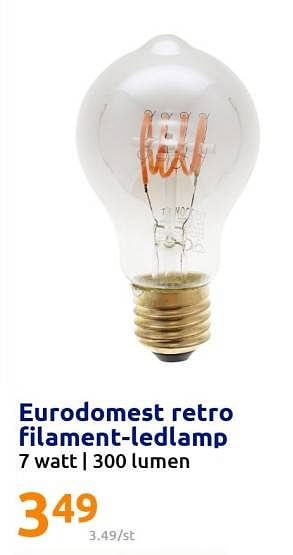 Promoties Eurodomest retro filament-ledlamp - Huismerk - Action - Geldig van 16/11/2022 tot 22/11/2022 bij Action