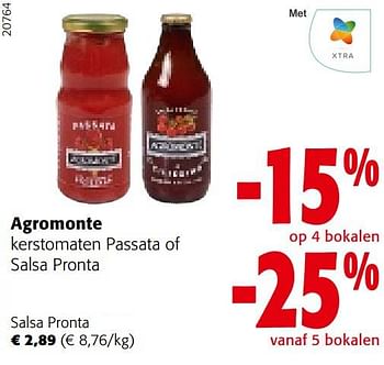 Promoties Agromonte kerstomaten salsa pronta - Agromonte - Geldig van 16/11/2022 tot 29/11/2022 bij Colruyt