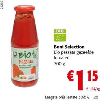 Promoties Boni selection bio passata gezeefde tomaten - Boni - Geldig van 16/11/2022 tot 29/11/2022 bij Colruyt