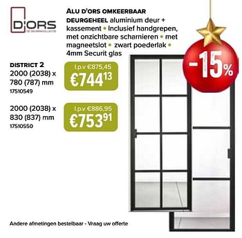 Promoties Alu d`ors omkeerbaar deurgeheel district 2 - Dors - Geldig van 18/11/2022 tot 21/11/2022 bij Europoint