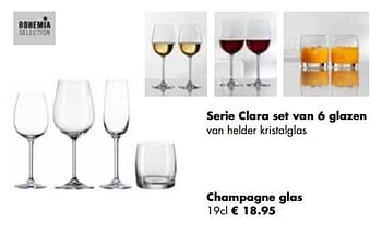 Promoties Serie clara set van 6 champagne glas - Bohemia - Geldig van 21/11/2022 tot 24/12/2022 bij Multi Bazar