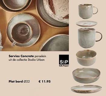 Promoties Servies concrete plat bord - Salt & Pepper - Geldig van 21/11/2022 tot 24/12/2022 bij Multi Bazar