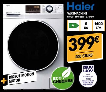 Promoties Haier wasmachine hw90-b14636n - Haier - Geldig van 23/11/2022 tot 30/11/2022 bij Electro Depot