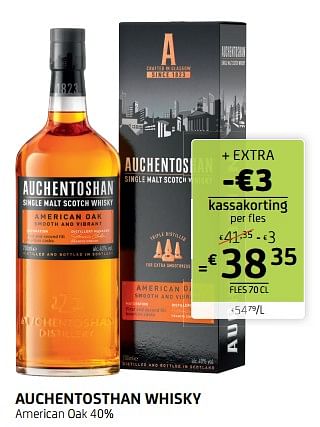 Promoties Auchentosthan whisky american oak - Auchentoshan - Geldig van 02/12/2022 tot 15/12/2022 bij BelBev