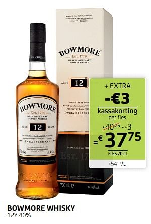 Promoties Bowmore whisky 12y - Bowmore - Geldig van 02/12/2022 tot 15/12/2022 bij BelBev