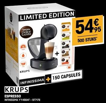 Promoties Krups espresso infinissima yy4984f - Krups - Geldig van 23/11/2022 tot 30/11/2022 bij Electro Depot