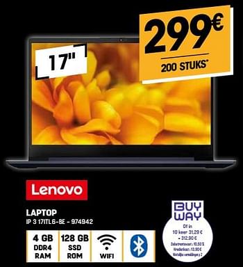 Promoties Lenovo laptop ip 3 17itl6-be - Lenovo - Geldig van 23/11/2022 tot 30/11/2022 bij Electro Depot