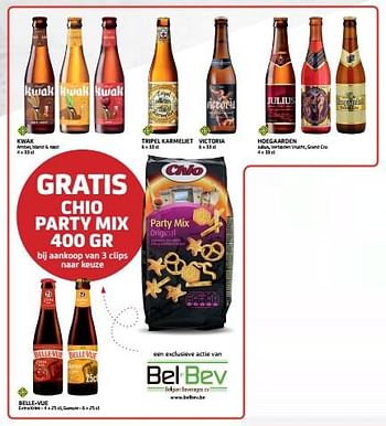 Promoties Gratis chio party mix bij aankoop van 3 clips naar keuze - Huismerk - BelBev - Geldig van 02/12/2022 tot 15/12/2022 bij BelBev