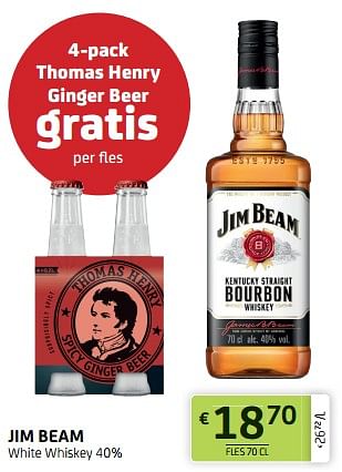 Promoties Jim beam white whiskey - Jim Beam - Geldig van 02/12/2022 tot 15/12/2022 bij BelBev
