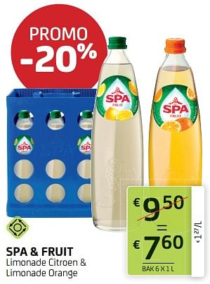Promoties Spa + fruit limonade citroen + limonade orange - Spa - Geldig van 02/12/2022 tot 15/12/2022 bij BelBev