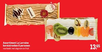 Promoties La lorraine kerststronken met slagroom en fruit - La Lorraine - Geldig van 30/11/2022 tot 13/12/2022 bij Makro