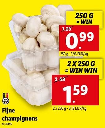 Promoties Fijne champignons - Huismerk - Lidl - Geldig van 28/11/2022 tot 03/12/2022 bij Lidl