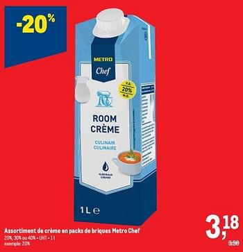 Promotions Crème metro chef - Produit maison - Makro - Valide de 30/11/2022 à 13/12/2022 chez Makro